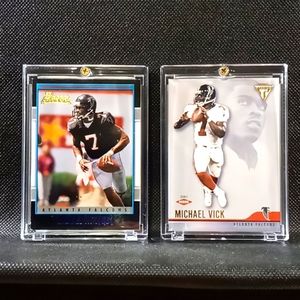 Michael Vick - 2 Rookie Card Lot - 2001 Titanium/Bowman Trading Cards